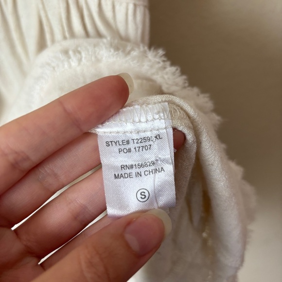 White Birch Linen Cotton Blend Boho Beachy Babydoll Blouse Top - Picture 8 of 12